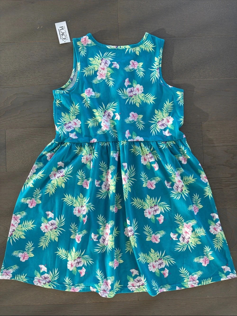 The Children's Place Teal Tropical Floral Sleeveless Dress XL / TG 14